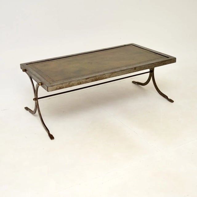 French Steel and Leather Coffee Table, 1960s For Sale - Image 10 of 10