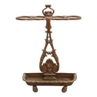 19th Century Cast Iron Fleur-De-Lis 4-Division Umbrella Stand For Sale
