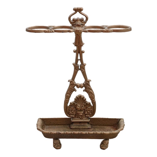 19th Century Cast Iron Fleur-De-Lis 4-Division Umbrella Stand For Sale