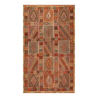 1890s Multicolor Antique Tribal Geometric Turkish Oushak Kilim Sivas Carpet Rug For Sale