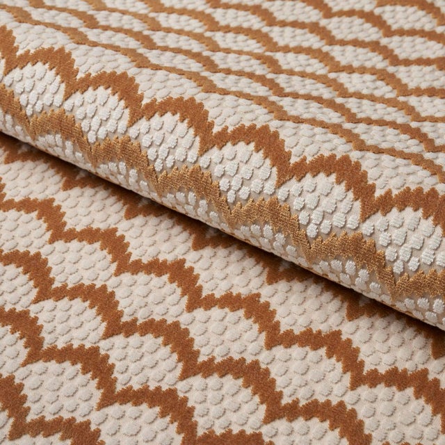 SAMPLE - Schumacher x Neisha Crosland Pollen Cut Velvet Fabric In Ochre For Sale