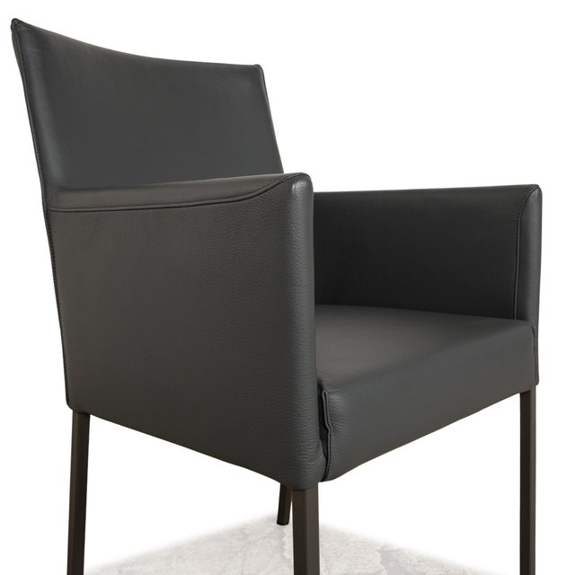 Set 652 Leather Chairs with Grey Frame from Ewald Schillig, Set of 4 For Sale - Image 4 of 11