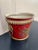 French Provincial French Red & Gold Tole Cachepot With Lion Head Handles and Pierced Gallery Rim For Sale - Image 3 of 8