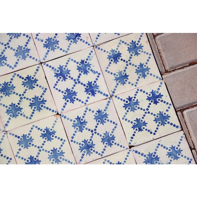 19th Century 19th Century Portuguese Quatrefoil Tiles Set of 25 Blue & Antique White Decorative For Sale - Image 5 of 16
