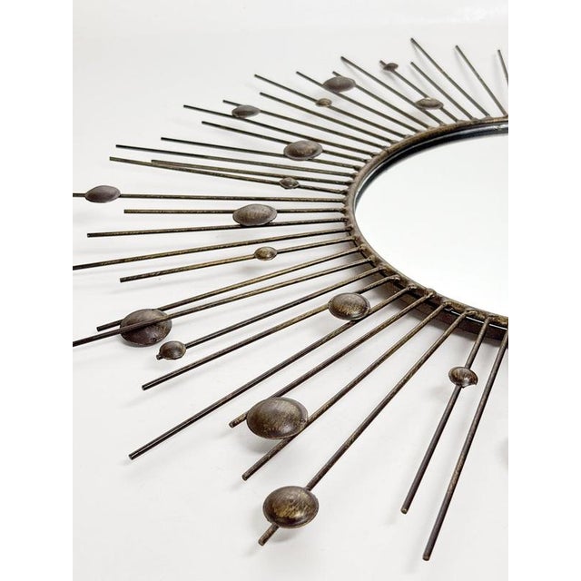 Vintage Round Mirror with Iron Rod, France, 1980s For Sale - Image 9 of 16