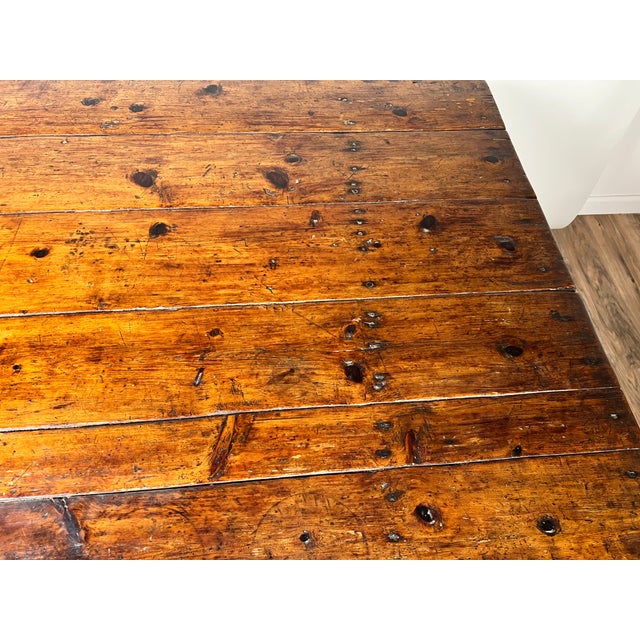 18th Century Antique Country Pine Hutch Table With Six Plank Top C. 18th Century For Sale - Image 5 of 8