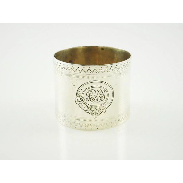 Metal Antique Victorian Era Sterling Silver Childs Napkin Ring Christening Gift For Sale - Image 7 of 7