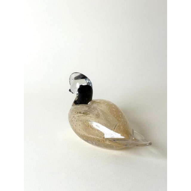 Glass Italian Murano Glass Duck Sculpture with Gold Leaf and Controlled Bubbles, 1970s For Sale - Image 7 of 10