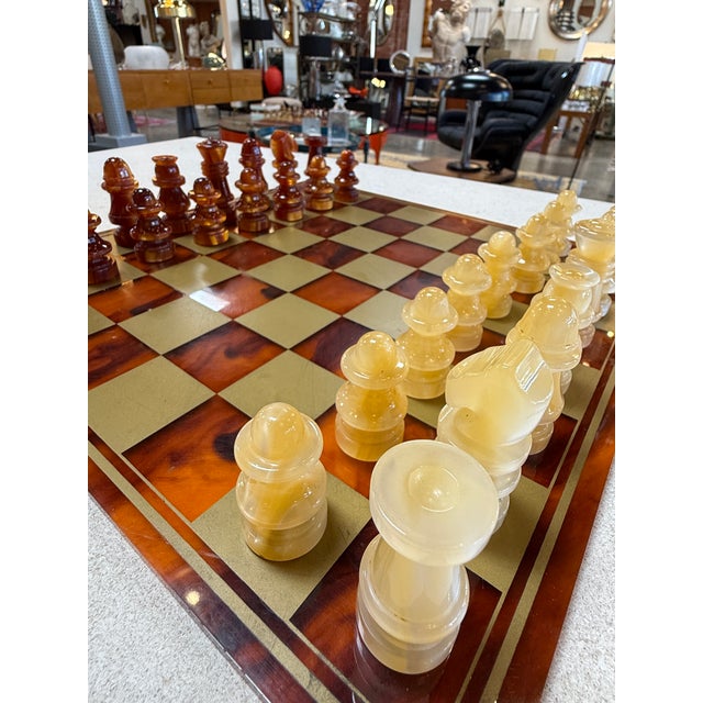 Italian Italian Tortoiseshell Lucite Chess Set For Sale - Image 3 of 7