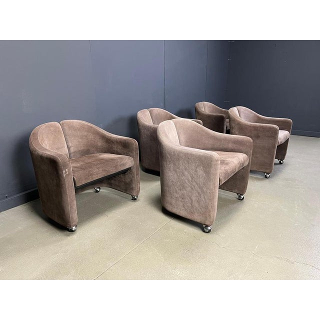 Animal Skin PS142 Easy Chairs attributed to Eugenio Gerli for Tecno, 1970s, Set of 5 For Sale - Image 7 of 11