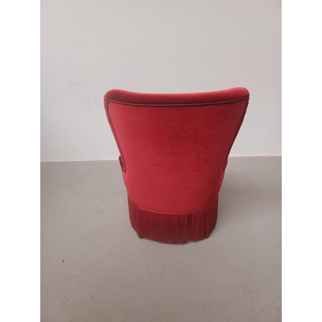 Danish Armchair Reupholstered in Red Velvet, 1900s For Sale - Image 6 of 12