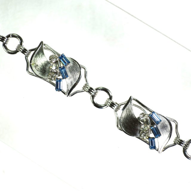 Art Deco Vintage Art Deco Designer Sterling Crystal Bracelet 1930s For Sale - Image 3 of 7