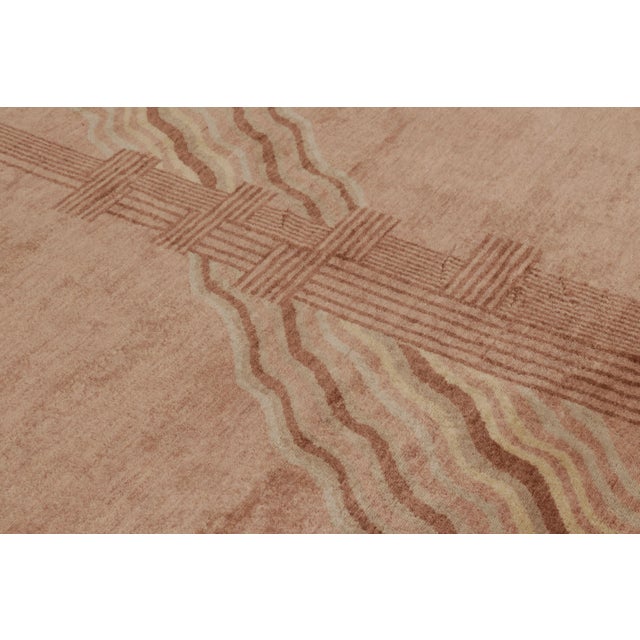 2010s Rug & Kilim’s French Art Deco Style Rug in Beige & Pink With Stylized Skyscraper For Sale - Image 5 of 8