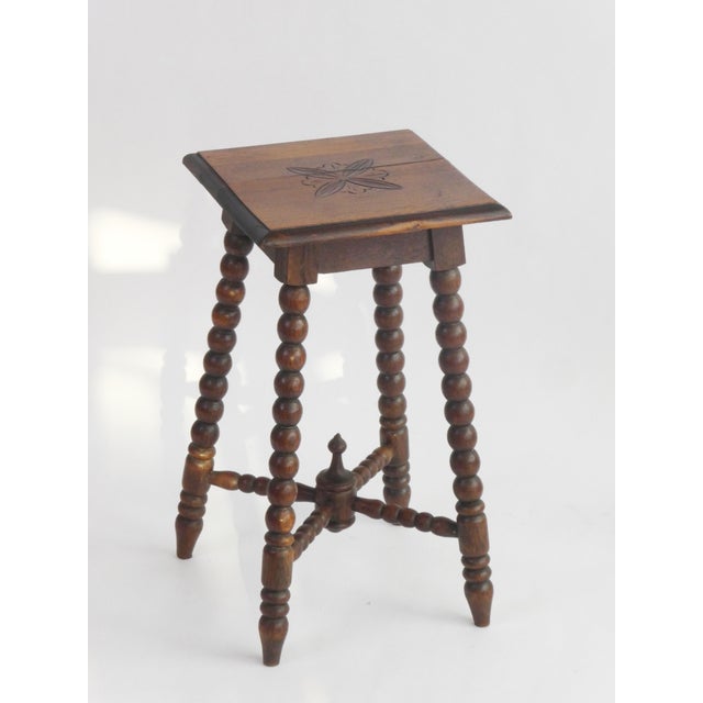 Vintage Wooden Bobbin Carved Plant Stand, 1920s For Sale - Image 4 of 8