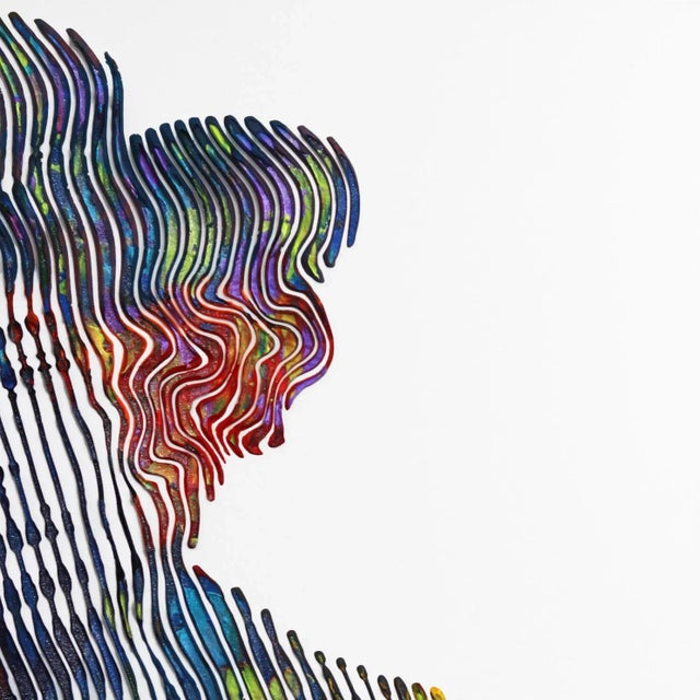 Abstract "Can You See Me Jimi Hendrix" Original Op Art Pop Icon Portrait Painting by Virginie Schroeder For Sale - Image 3 of 9