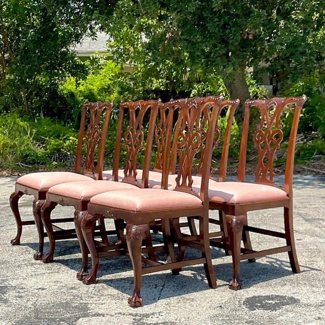Mid 20th Century Vintage Regency Carved Ruffle Dining Chairs - Set of 6 For Sale - Image 5 of 11