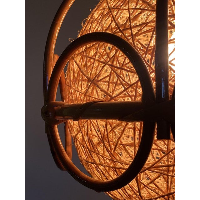 Wood Bamboo and Rope Ceiling Light, 1970s For Sale - Image 7 of 18