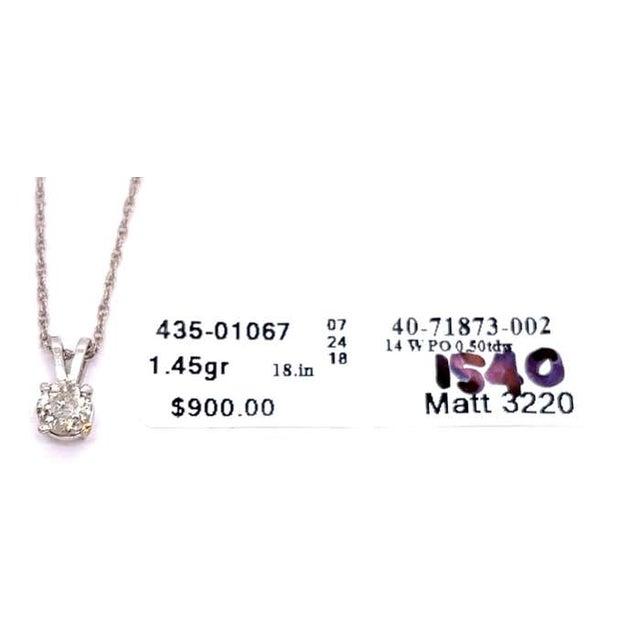 Antique White 14 Karat White Gold Fancy Necklace With Diamond Round Pendant For Sale - Image 8 of 10