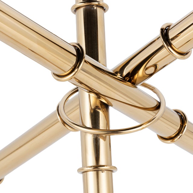 Pasargad Home Eloise Tempered Glass Ringed Side Table, Gold For Sale In New York - Image 6 of 8