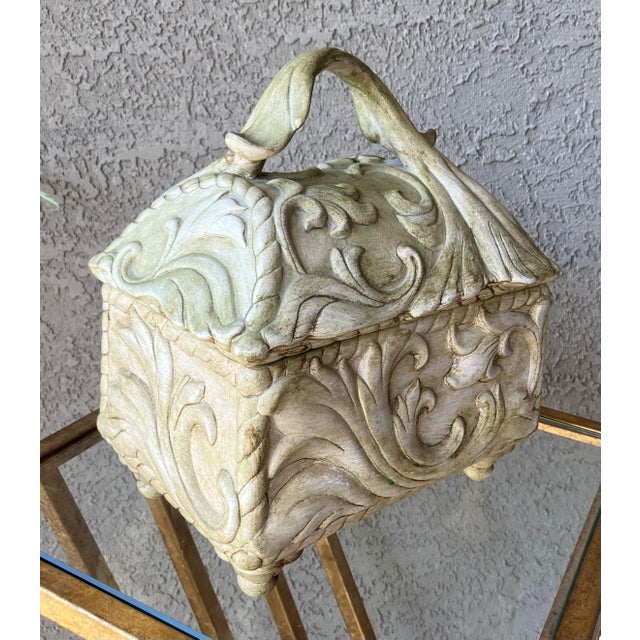 Circa 1960 Neoclassic-Style Ceramic Bisque Acanthus Leaf Lidded Centerpiece Box For Sale - Image 9 of 18
