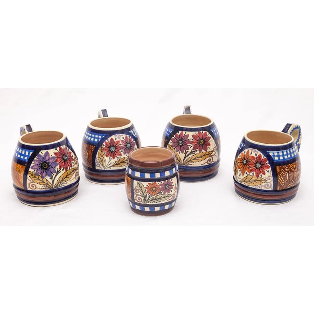 Ceramic Quimper Coffee Service by Paul Fouillen, 1940s, Set of 11 For Sale - Image 7 of 11