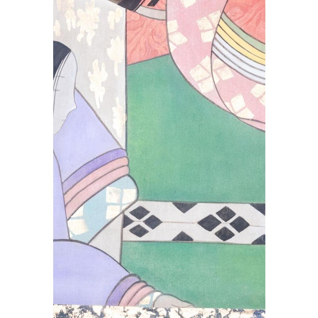 French Artist, Japanese Dancers, Painted Canvas For Sale - Image 4 of 6