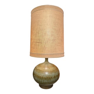 Mid-Century Ceramic Oversized Lamp W Original Shade For Sale
