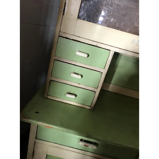 Vintage Glass & Painted Wood Kitchen Cupboard, 1930s For Sale - Image 3 of 12