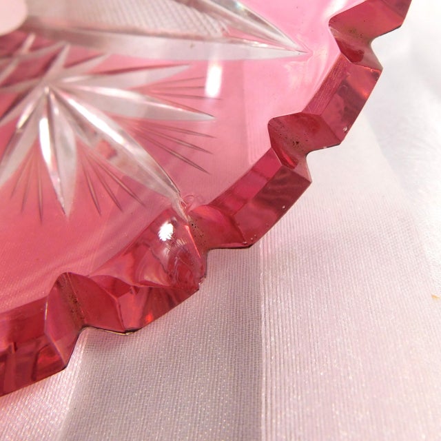 Glass 1930s Pink Cut to Clear Vase For Sale - Image 7 of 10