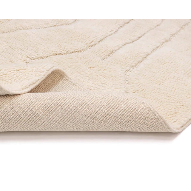 Asymmetric Diamond & Line Tone-on-Tone Hand-Knotted Wool Rug | 13'3" X 10'2" | One of a Kind For Sale - Image 4 of 7