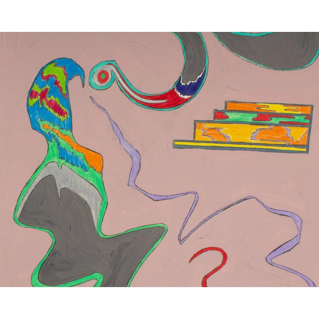 Paper 1980s Signed Abstract Mixed Media Painting by Harry Hilson For Sale - Image 7 of 8