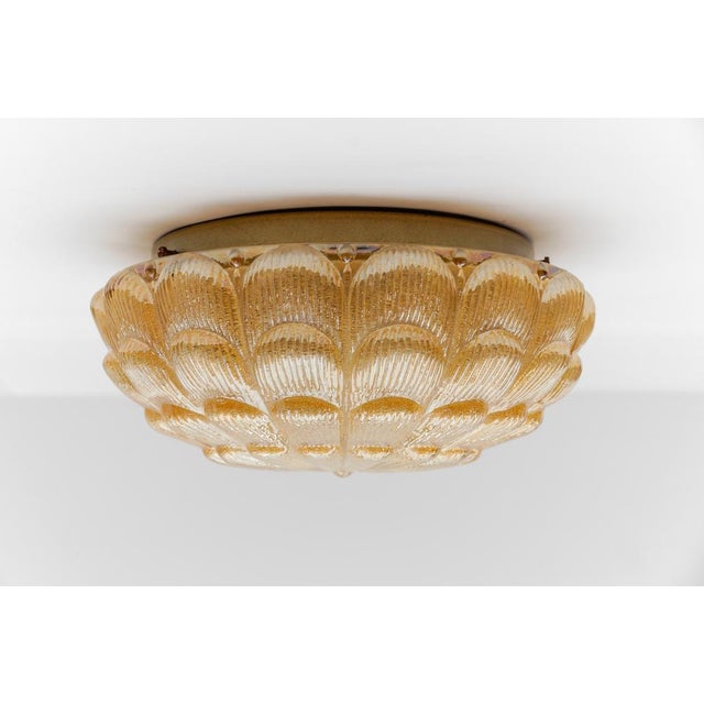 Round Amber Glass Wall Lamp from Limburg, 1960s For Sale - Image 4 of 11