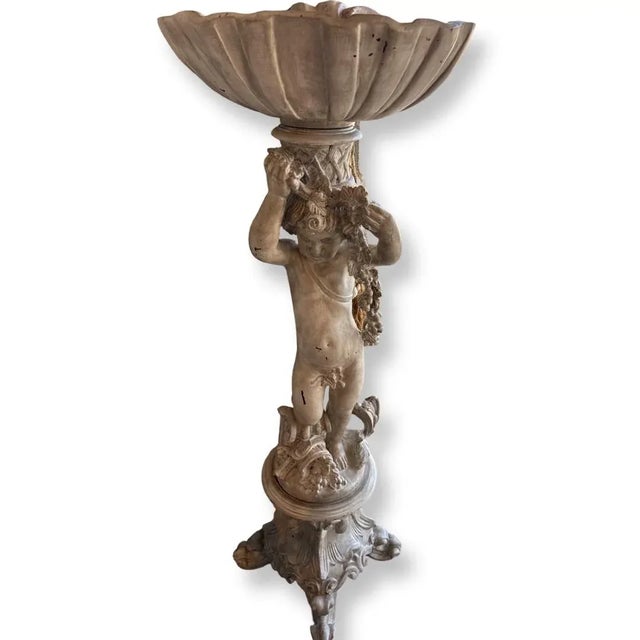 Antique Italian Boy with Grape and Shell decoration top all in White Painting carved Wood. You can divide in 3 parts (...