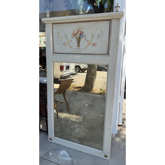 Gustavian Swedish Country Hand Painted Trumeau Mirror For Sale - Image 4 of 6