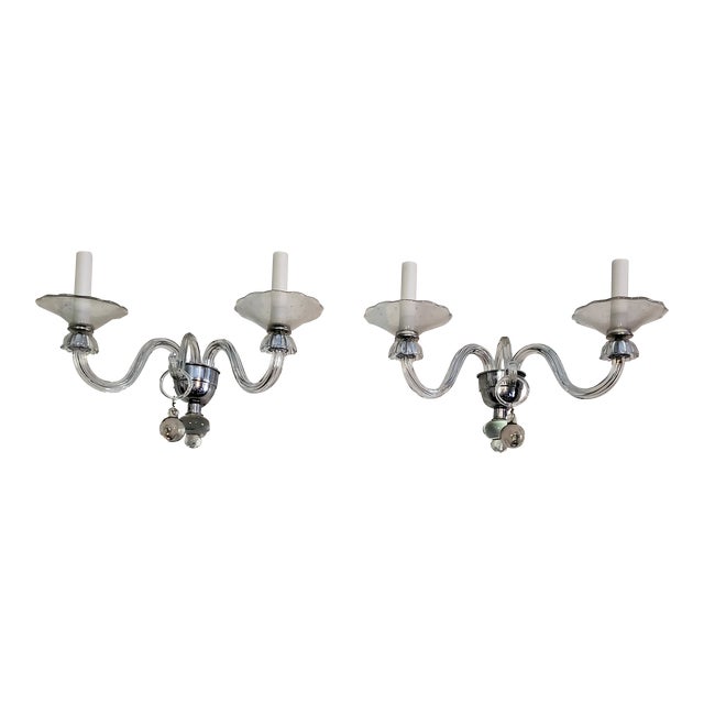 Vintage Mid Century Modern Style Venetian Pr Sconces For Sale