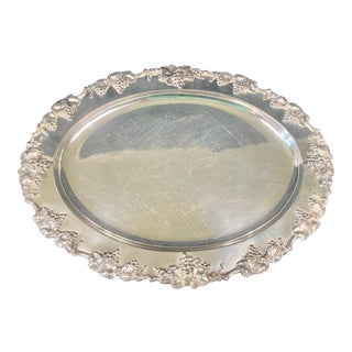 Antique Large Oval Silver Plated Serving Platter For Sale