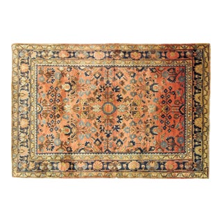 Antique Persian Sarouk Oriental Rug, in Small size, with Intricate Floral Design For Sale