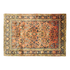 Antique Persian Sarouk Oriental Rug, in Small size, with Intricate Floral Design