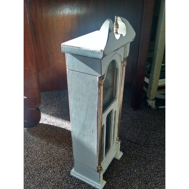 Shabby Chic Miniature White Painted Grandfather Clock For Sale - Image 3 of 7
