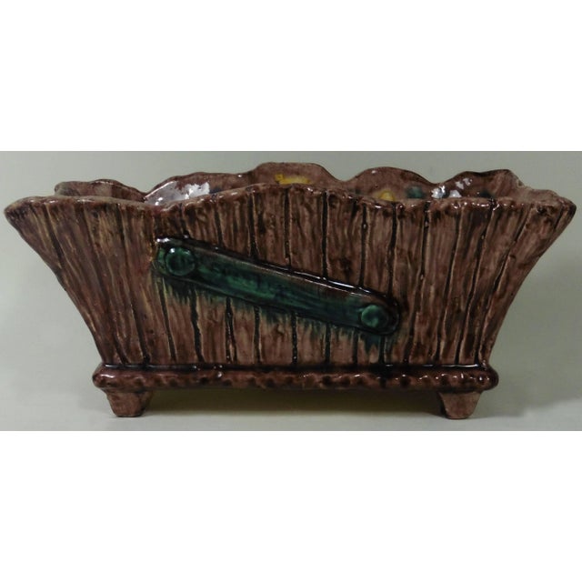 19th Century Country Majolica Palissy Fish Jardiniere For Sale - Image 4 of 7