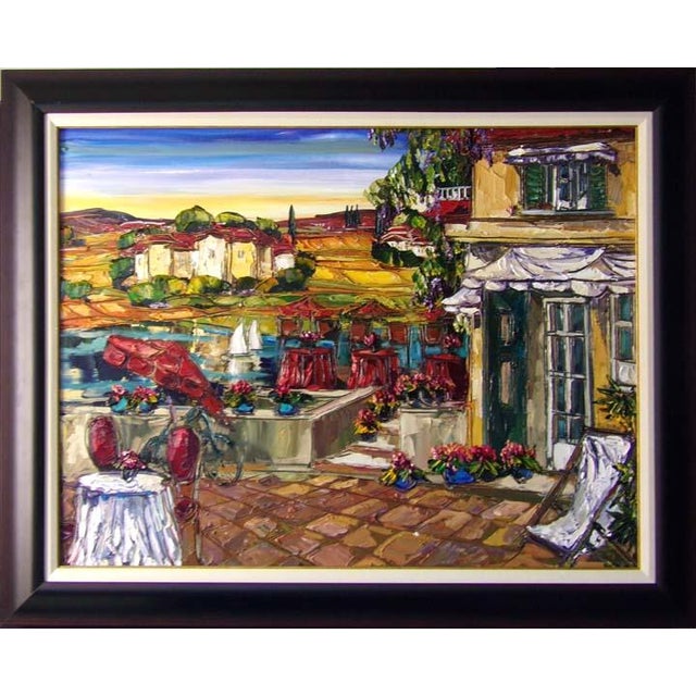 Textile Maya Eventov Untitled Oil Canvas With Beautiful Custom Frame Me121506-20 For Sale - Image 7 of 7