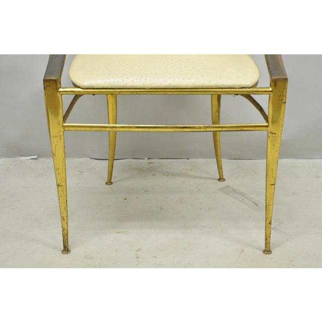 Gold Vintage Italian Hollywood Regency Sculptural Brass Chiavari Style Accent Chair For Sale - Image 8 of 17