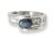 This stunning 14K white gold ring features a deep blue natural oval sapphire beautifully accented by 8 brilliant round...