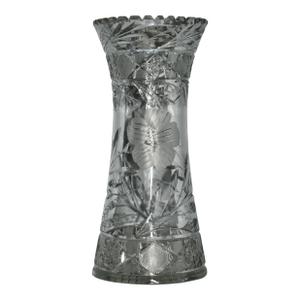 Antique Brilliant Heavy Hand Cut Lead Crystal Vase