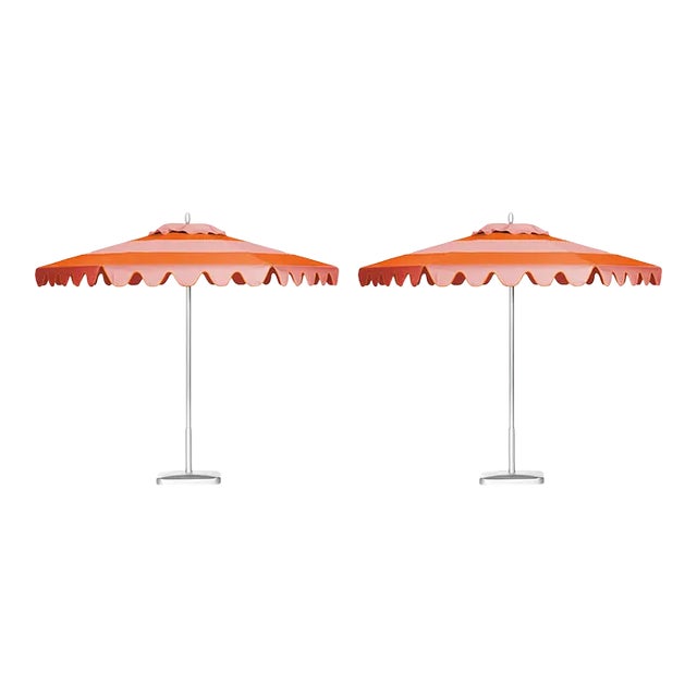 Tuscan Sunset 9' Patio Umbrella, Light Pink & Orange, Set of 2 For Sale