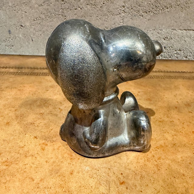 Silver Vintage Silver-Plated Snoopy Peanuts Money Box Can Bank Leonard For Sale - Image 8 of 10