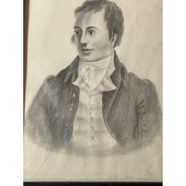 Drawing/Sketching Materials Antique Original 1800's Robert Burns Poet Pencil Drawing Mini Portrait Sketch For Sale - Image 7 of 10