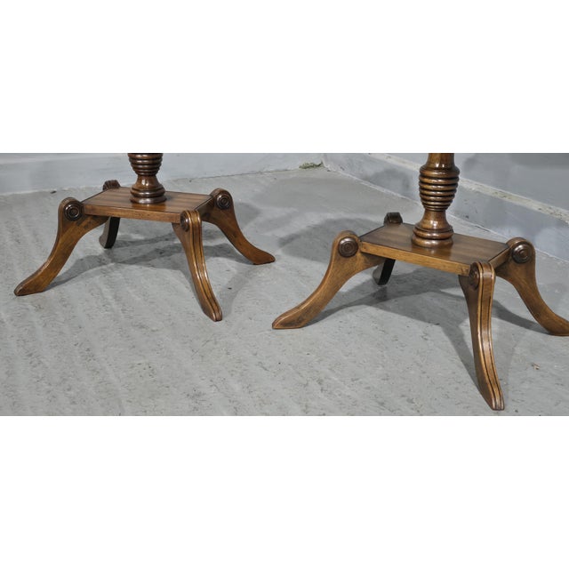English Walnut Inlaid Wine Tables, 1920, Set of 2 For Sale - Image 4 of 9