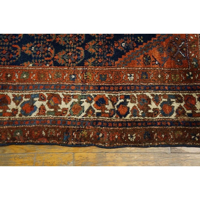 Early 20th Century 1920s Blue Navy Paisley Antique Persian Malayer Rug 3' X 10'2" Handknotted Wool Carpet For Sale - Image 5 of 7