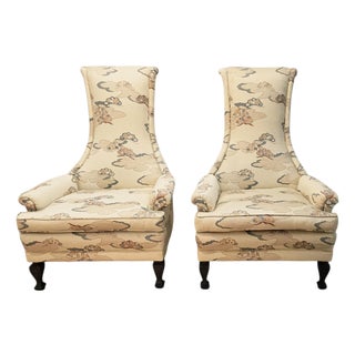Pair of 1970s Chinoiserie High-Back Throne Chairs, Attributed to Silver Craft For Sale